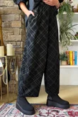 Arbi Needlecord Tartan Barrel Pant Black